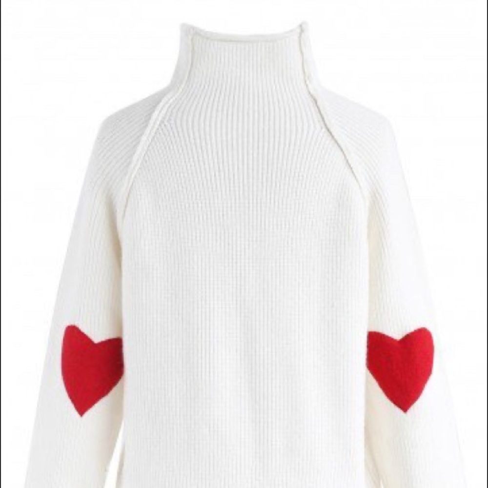 NWT Heart and Soul Patched Knit Sweater in White